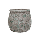 Debossed Circle Planter - Distressed Green - 6.5"