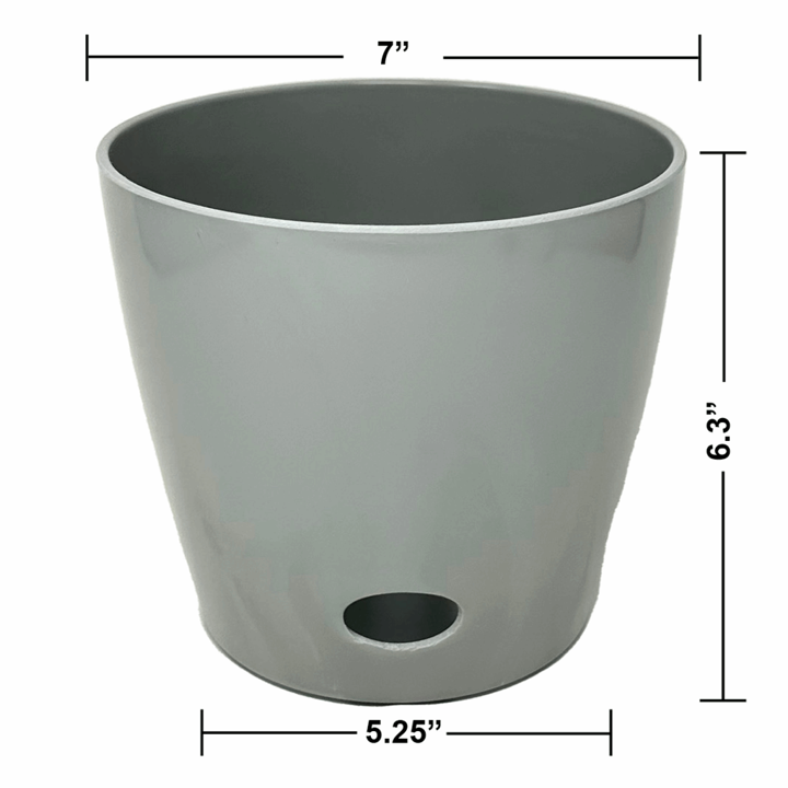 Bamboo Self Watering Planter - Gray - 7"