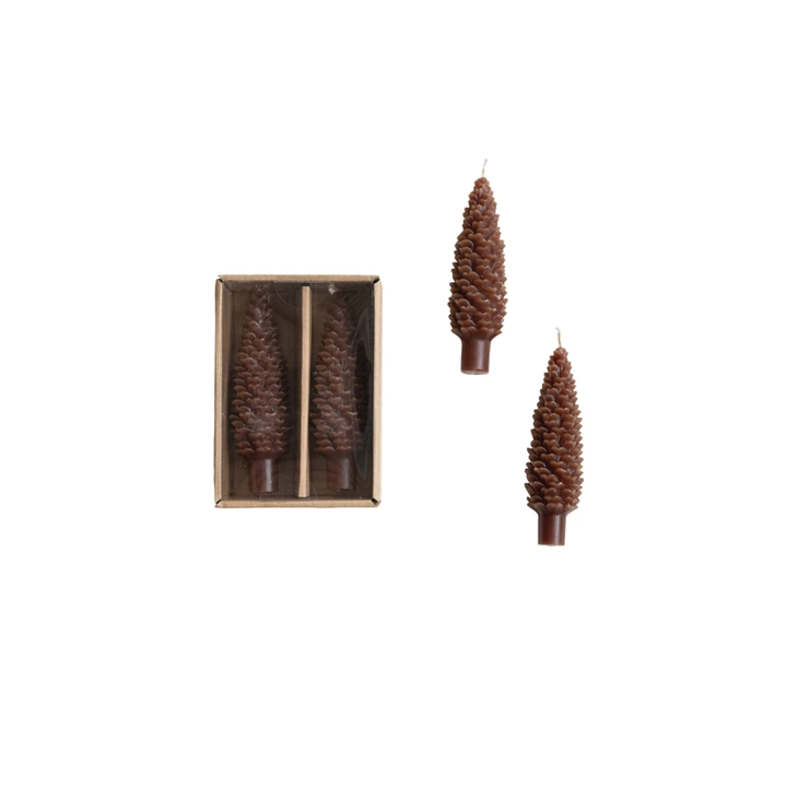 Pinecone Taper Candle - 5.5" - Set of 2