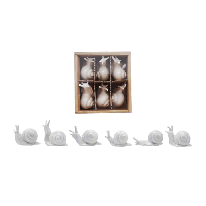 Ceramic Snails - White Assorted - 2.5"