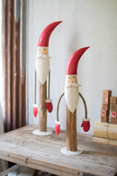 Painted Metal and Wood Tabletop Santas