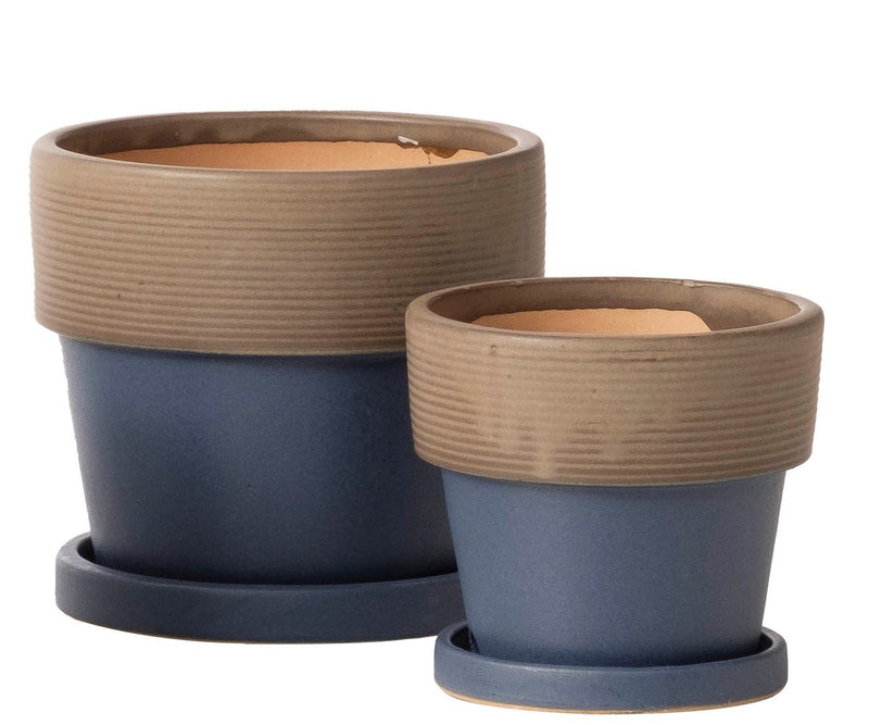 Bellefonte Petites Pot - Blue with Brown Rim