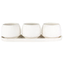 Tapered Stoneware Pot Trio - White