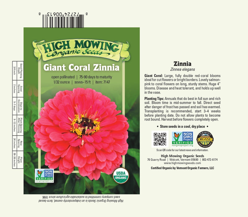 Giant Coral Zinnia Seeds