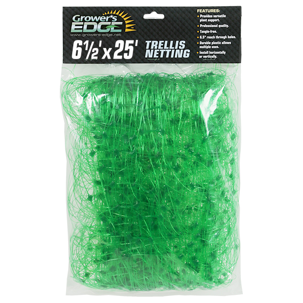 Growers Edge Non-Woven Green Polypropylene Trellis Netting - 6.5 x 25 ft