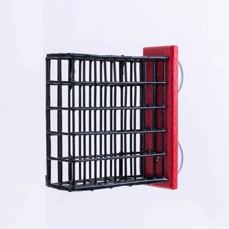 Red Window Mounted Suet Cage