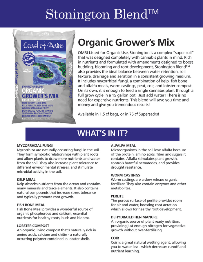 coast of maine stonington blend organic potting mix Stonington Blend Organic & Natural Grower's Mix, 1.5 Cu ft Bag By Coast Of Maine By AM Leonard