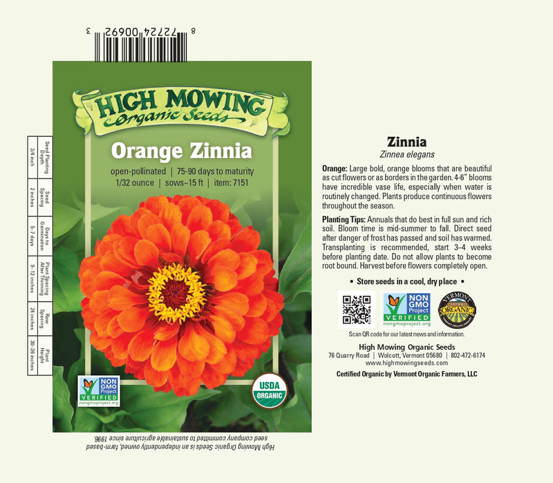 Orange Zinnia Seeds