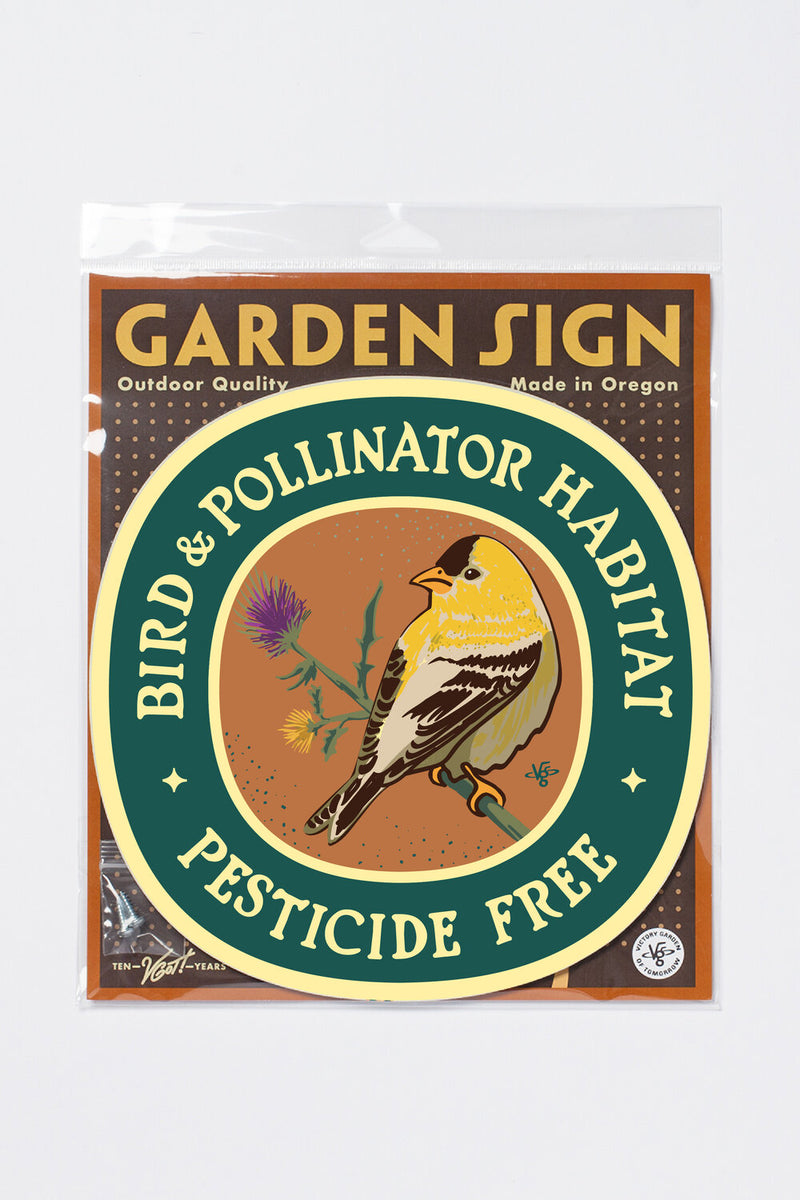 Goldfinch Bird & Pollinator Habitat Garden Sign