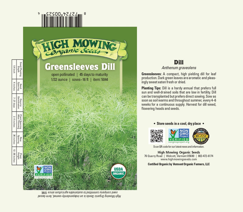 dill seed planting depth Greensleeves Dill Seeds