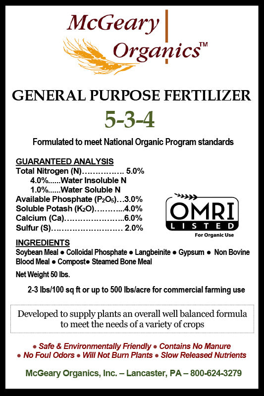 McGeary Organics All Purpose Organic Fertilizer - 50 lb