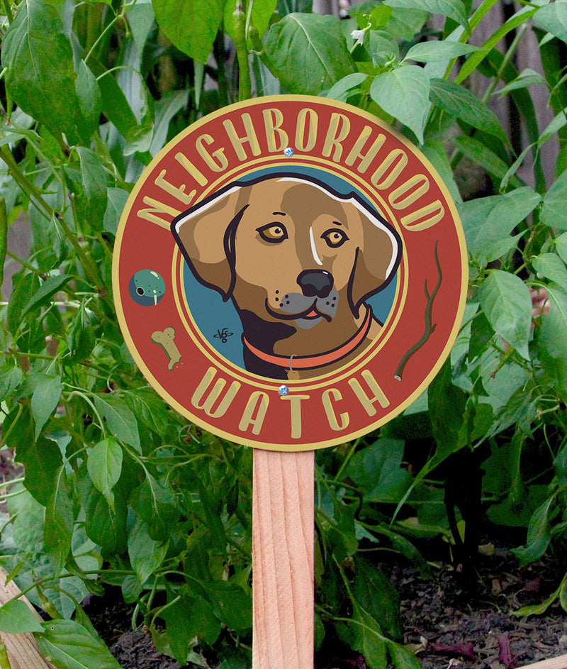 Neighborhood Watch Brown Dog Garden Sign