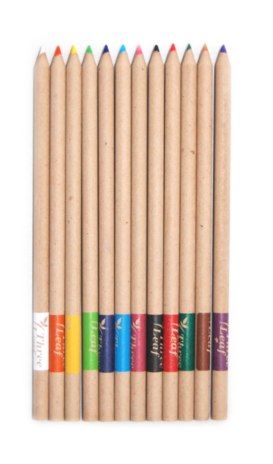 Three Leaf Recycled Paper Colored Pencils - 12 pack