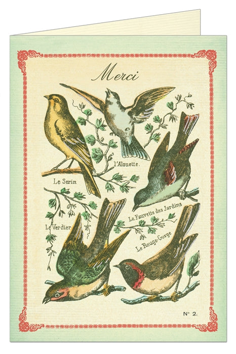 Cavallini Papers Merci Birds Greeting Card