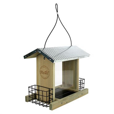 Nature's Way Hopper Style Weathered Bird Feeder with Galvanized Roof
