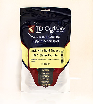 Black with Gold Grapes Wine Bottle Shrink Wraps - 30/ct