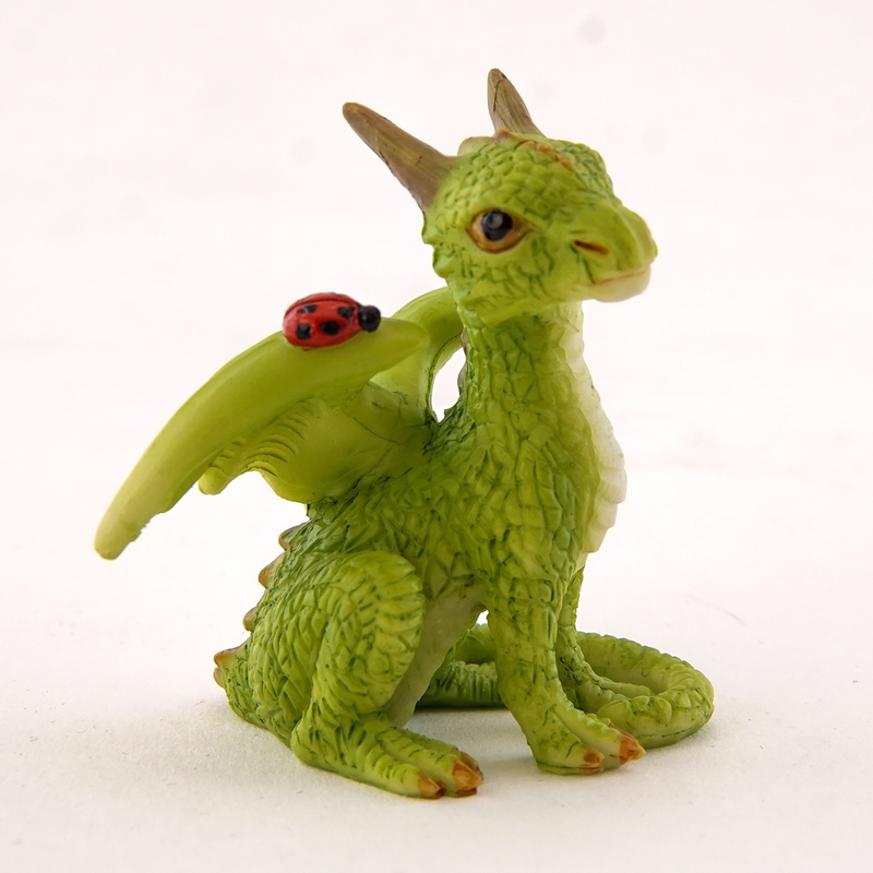 Mini Green Dragon with Ladybug