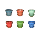 Floral Pot with Attached Saucer-Assorted-2 in