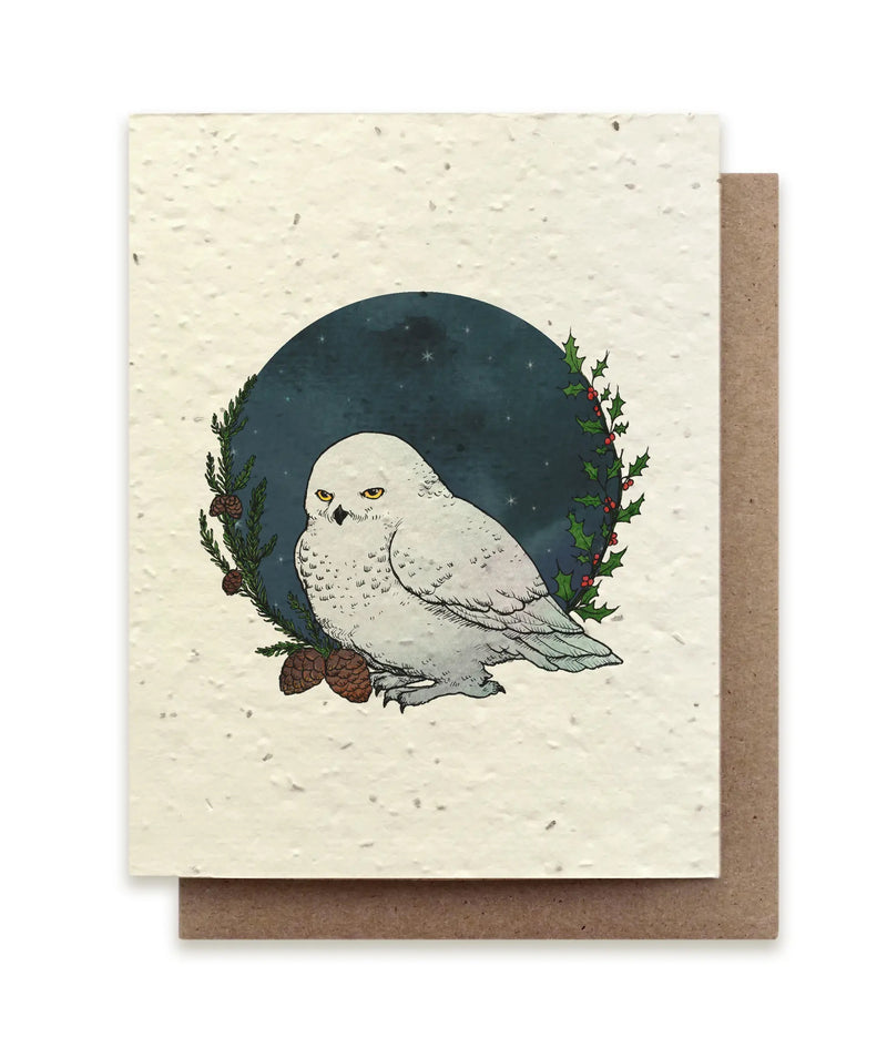 The Bower Studio Winter Snowy Owl Greeting Card