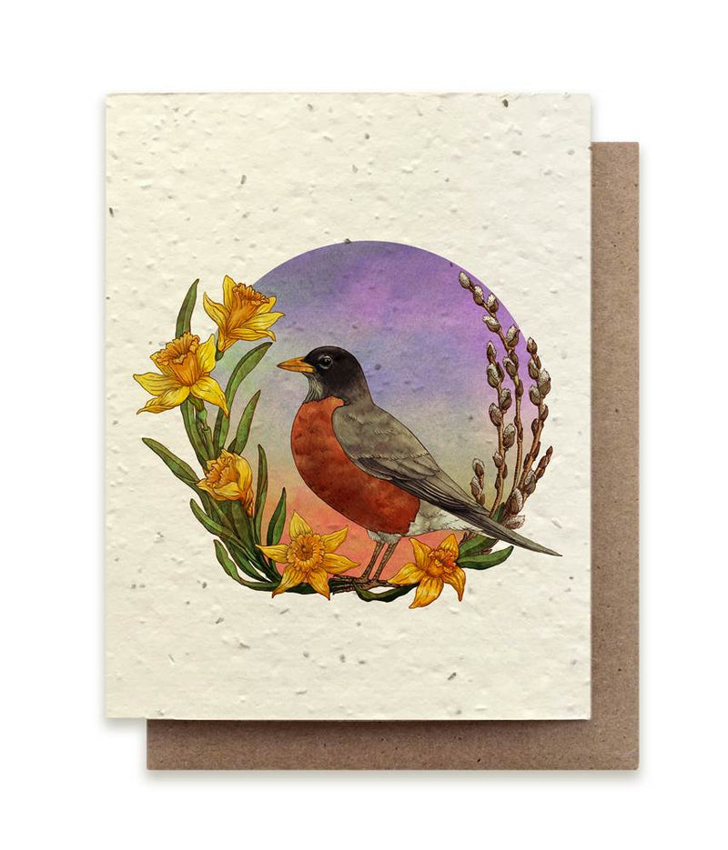 The Bower Studio Spring Robin Seeded Greeting Card