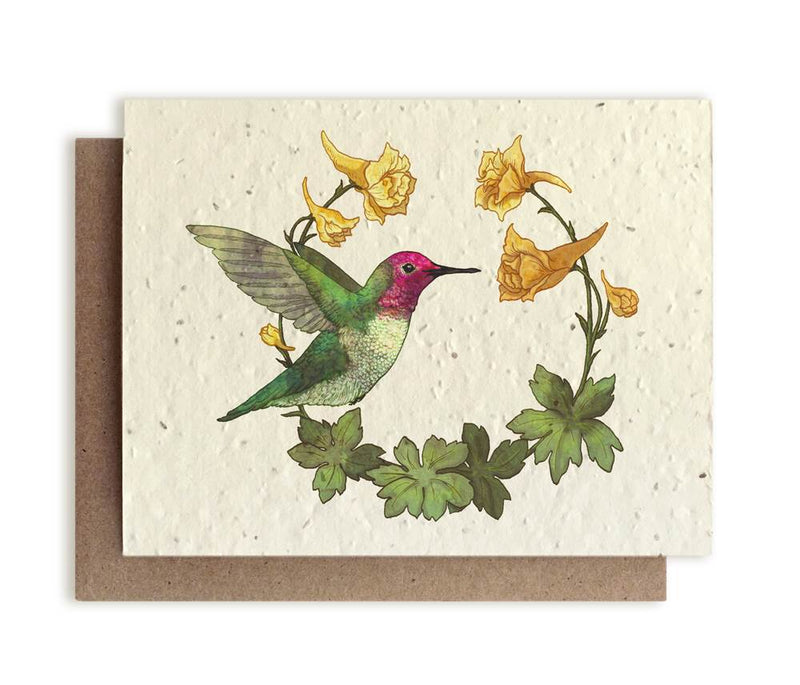 The Bower Studio Hummingbird Seeded Greeting Card