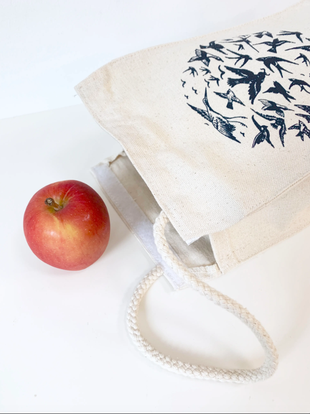 Little Lark Recycled Cotton Birds Lunch Bag