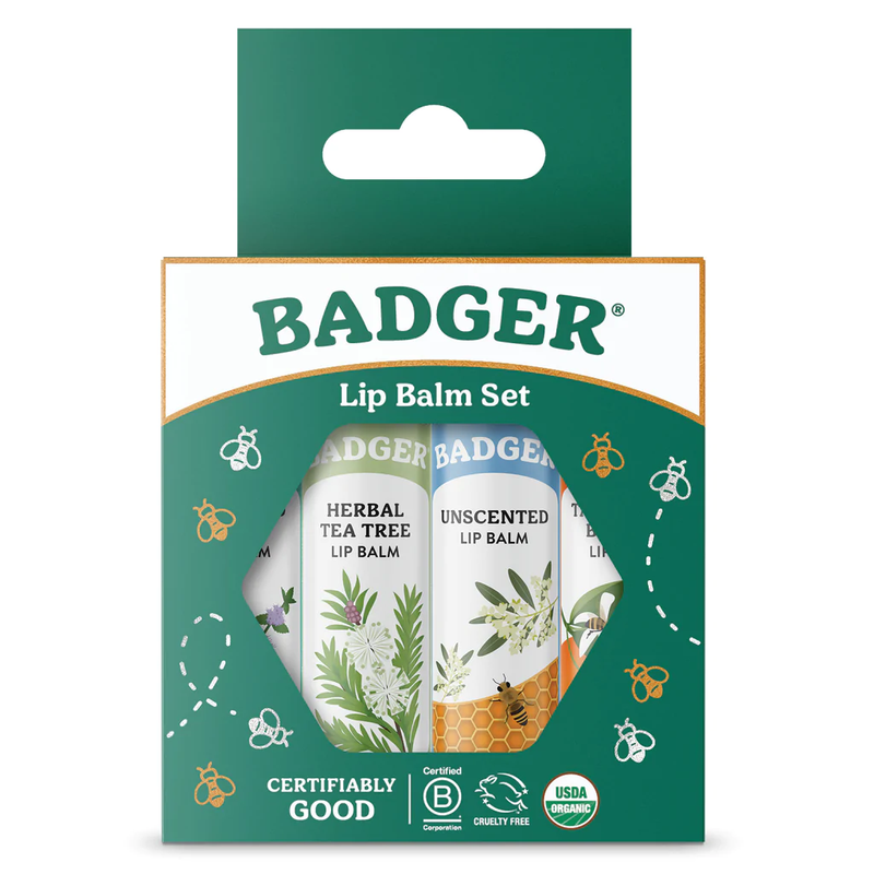 Badger Balm: Classic Lip Balm 4-Pack Green