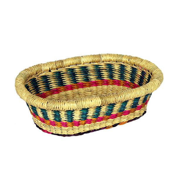 African Artisan Mini Oval Tray Basket