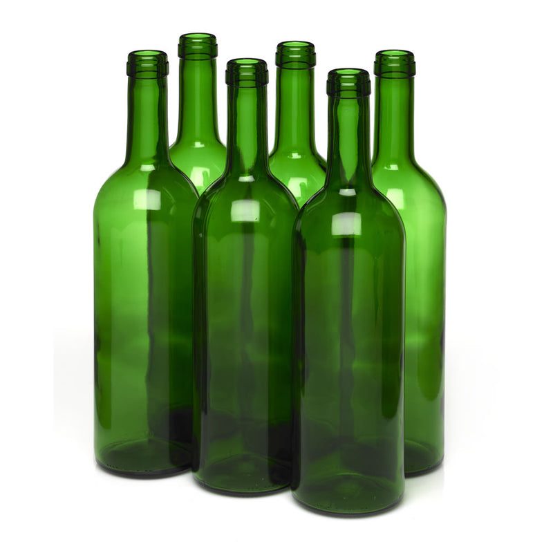 Green Bordeaux Wine Bottle-no punt-750 mL