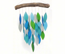 Ocean Blue Waterfall Glass & Driftwood Wind Chime